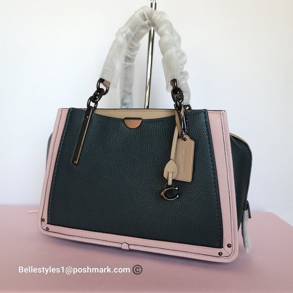COACH Dreamer 27 In Colorblocked Pebbled Leather-Pine Green Aurora Multi ⭐ - Picture 3 of 16
